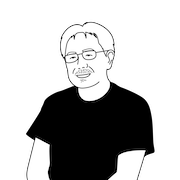 Illustration of a smiling old man with glasses and white hair