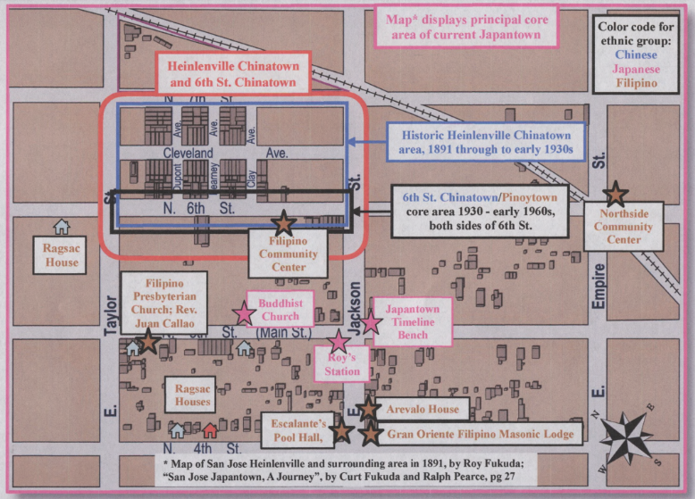 A colorful map of San Jose Japantown.