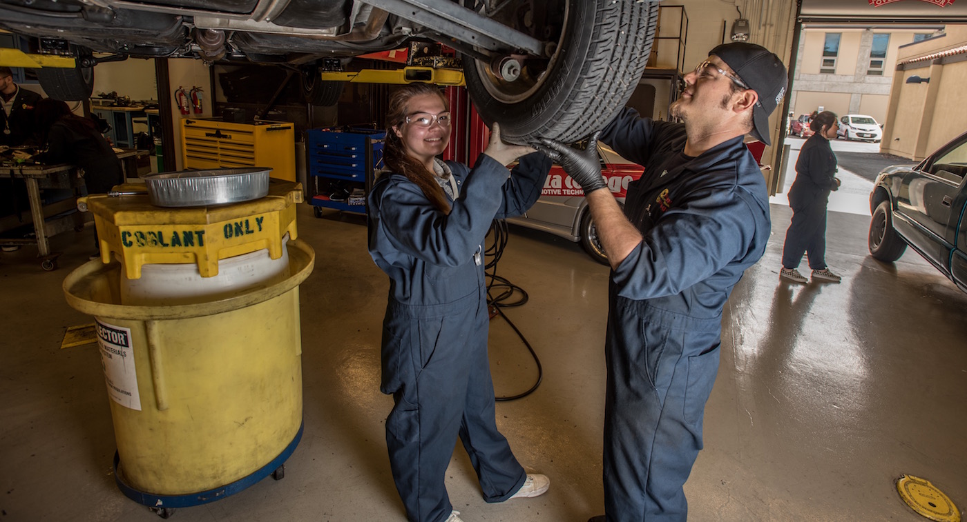 two students with tire