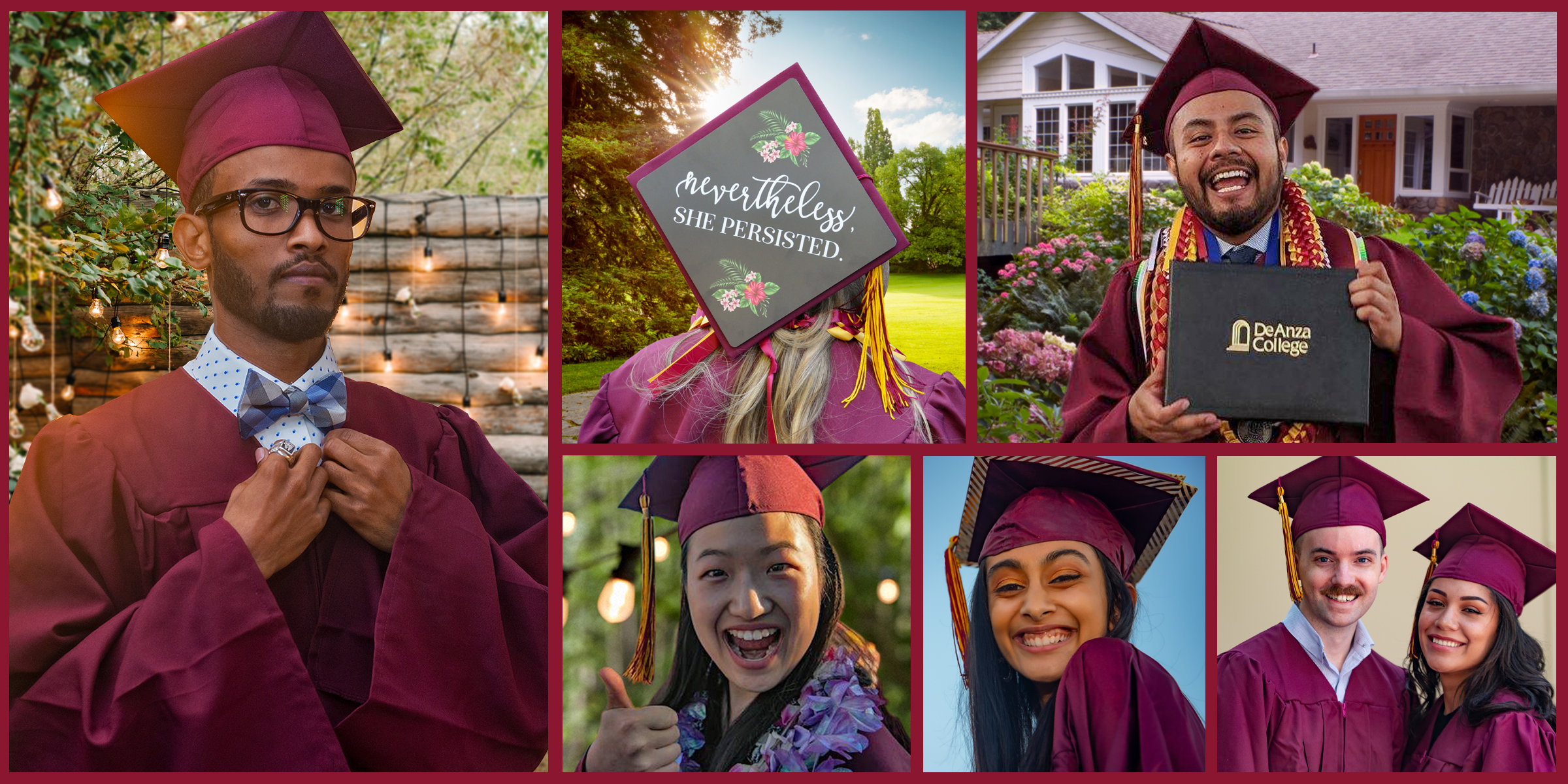 Collage of smiling, happy De Anza grads