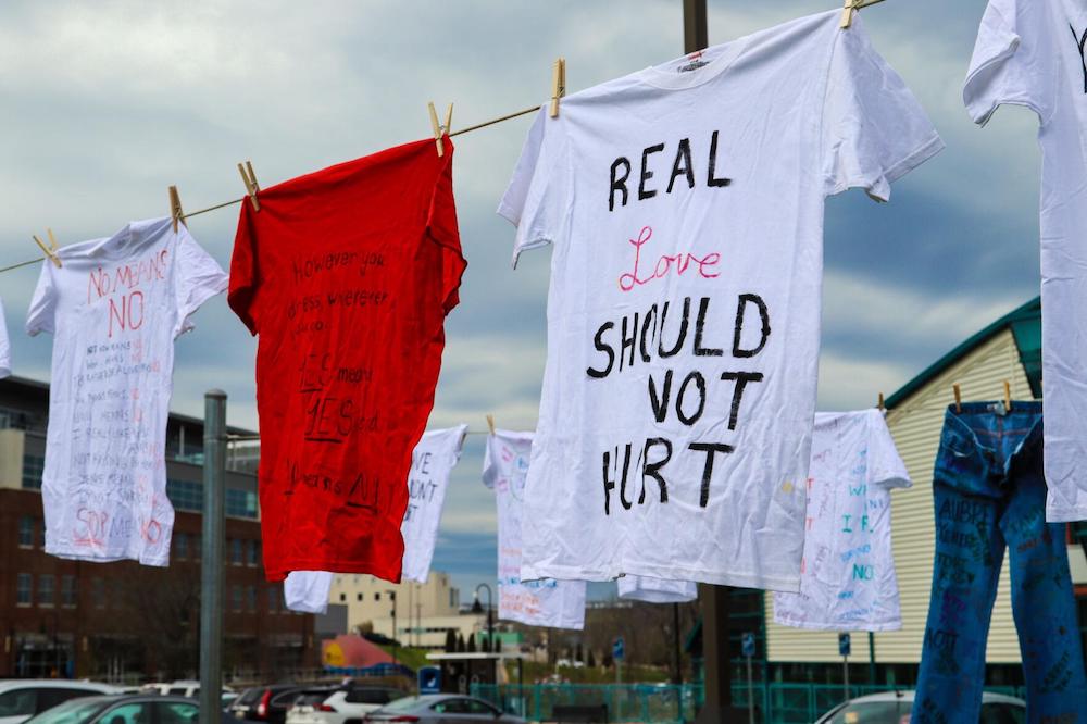 t-shirts hanging on a line